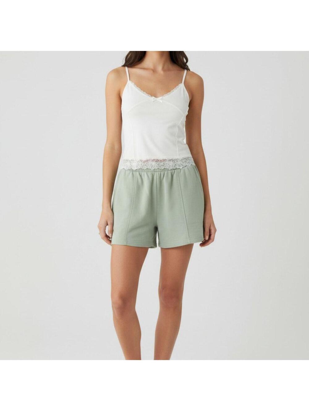 Women's White and Green Shorts